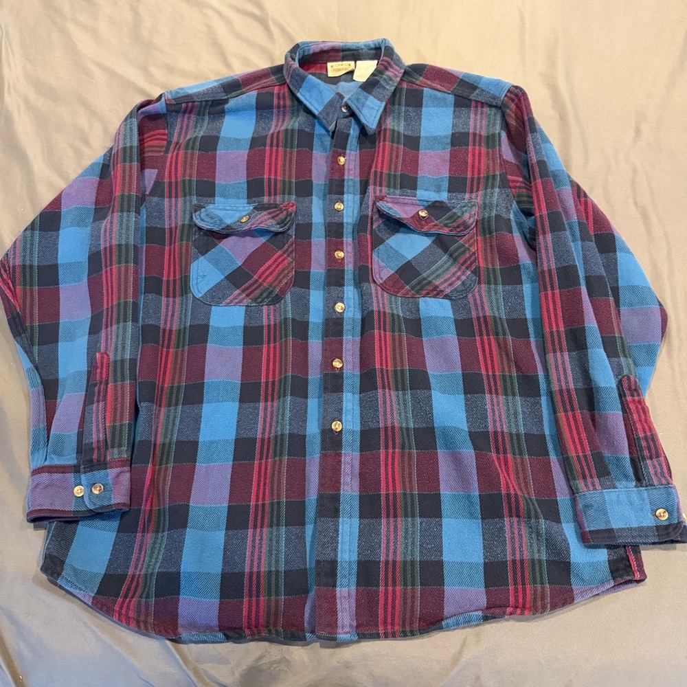 Five‎ Brother Flannel Shirt Mens 2XL Tall  Plaid Button Up